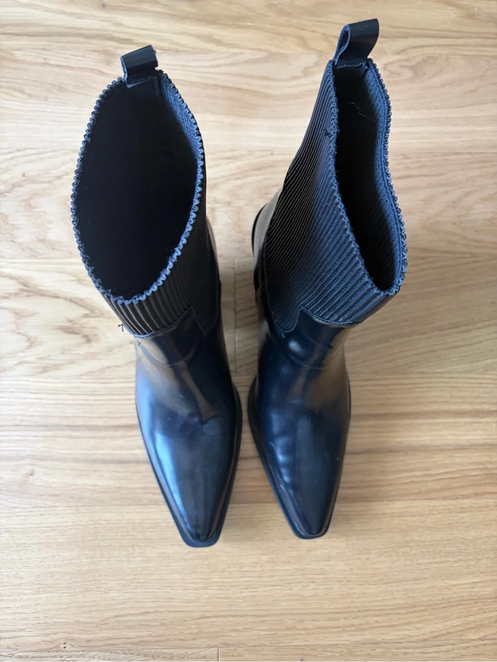 Black Pointed Toe Block Heel Pumps